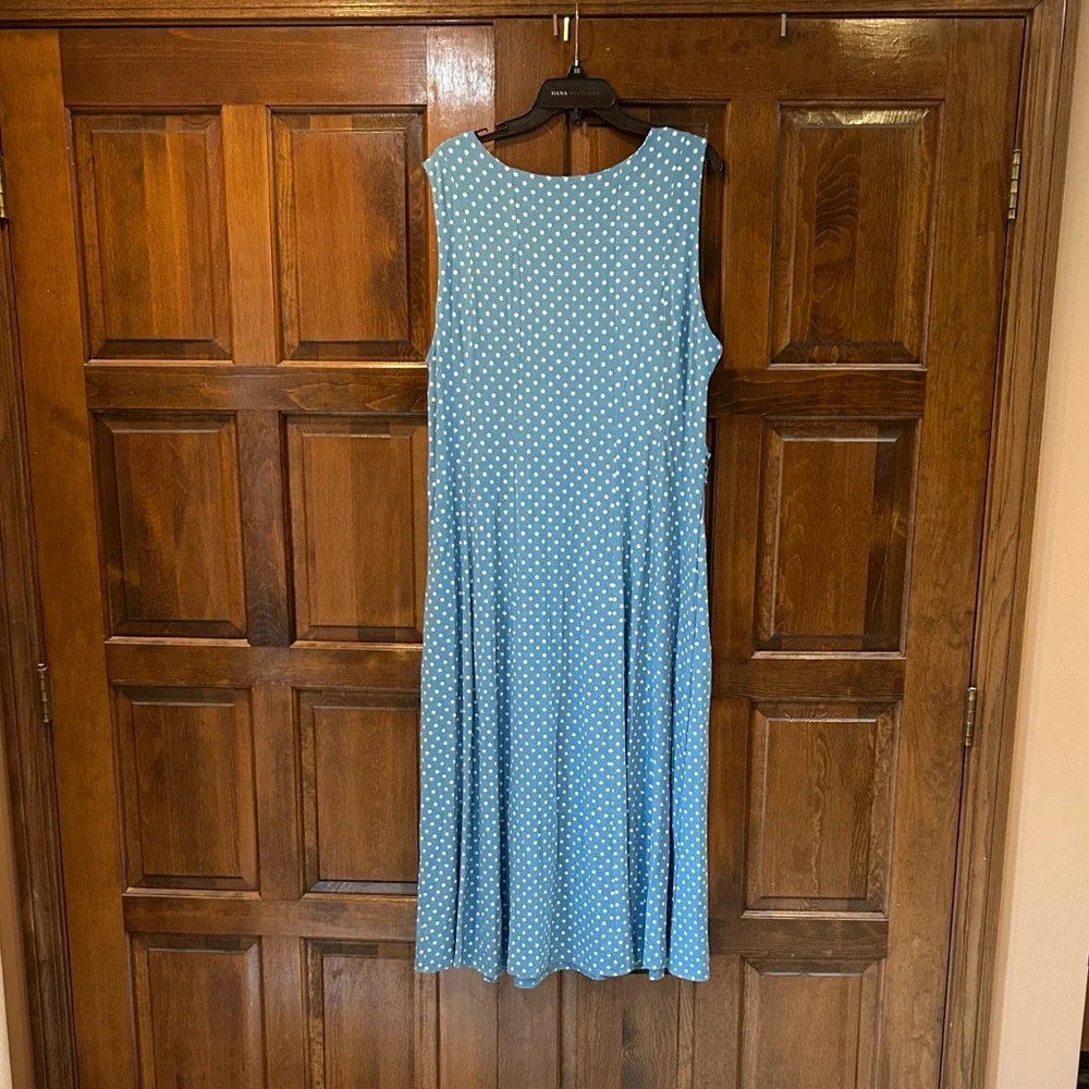 The Vermont Country Store Blue Polka Dot Sleeveless Dress Size 1X Flowy Vintage - Picture 5 of 8